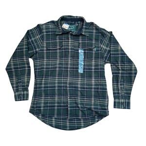 Woolrich Heavyweight Brushed Cotton Brawny Flannel Shirt Dusty Olive Plaid